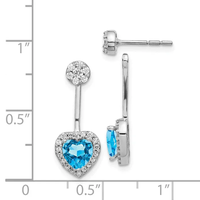 Earrings 14k White Gold Real Diamond Blue Topaz Earrings Goldia
