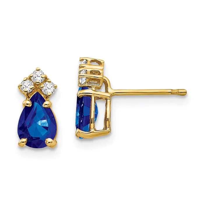 Earrings 14k Yellow Gold 7x5mm Pear Sapphire A Real Diamond Earrings Goldia Earrings 14k Yellow Gold 7x5mm Pear Sapphire A Real Diamond Earrings Goldia