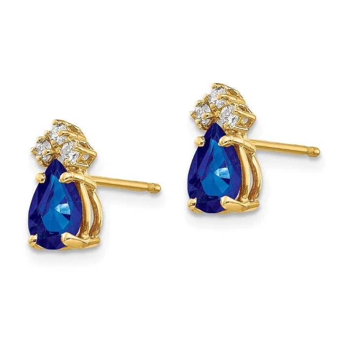 Earrings 14k Yellow Gold 7x5mm Pear Sapphire A Real Diamond Earrings Goldia