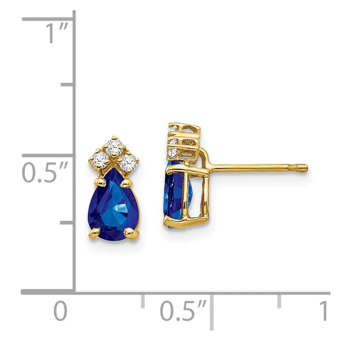 Earrings 14k Yellow Gold 7x5mm Pear Sapphire A Real Diamond Earrings Goldia