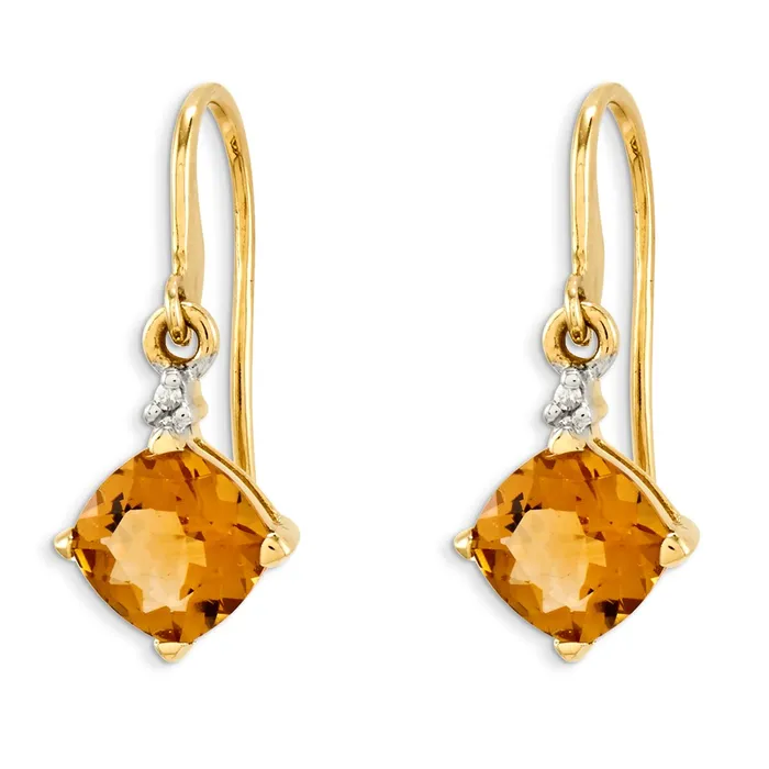 Earrings 14k Yellow Gold Citrine u0026 Real Diamond Dangle Earrings Goldia