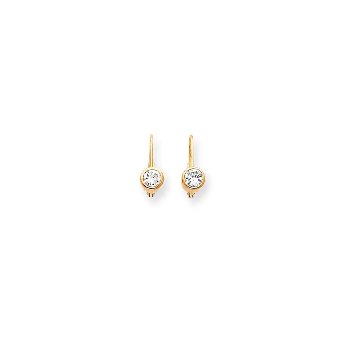 Earrings 14k Yellow Gold Real Diamond Leverback Earrings Goldia
