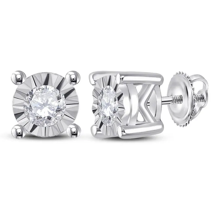 Earrings gndatlanta 14k White Gold Round Diamond Solitaire Stud Earrings 14 Cttw Earrings gndatlanta 14k White Gold Round Diamond Solitaire Stud Earrings 14 Cttw