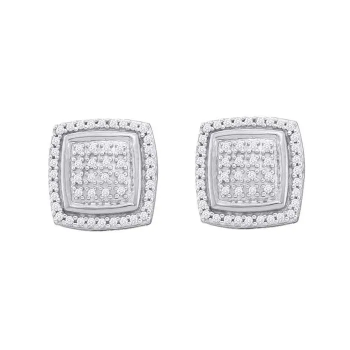 Earrings gndatlanta 14k White Gold Round Diamond Square Earrings 14 Cttw Earrings gndatlanta 14k White Gold Round Diamond Square Earrings 14 Cttw