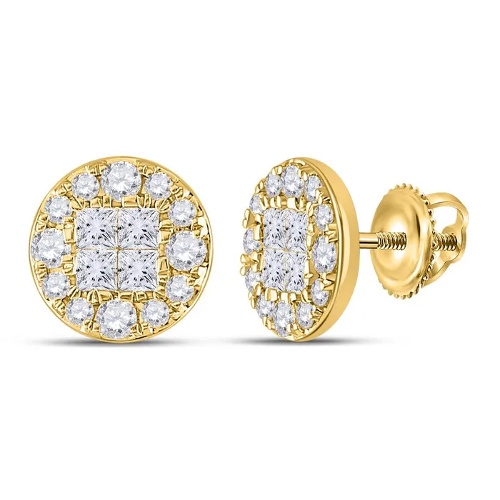 Earrings gndatlanta 14k Yellow Gold Princess Round Diamond Cluster Earrings 1 Cttw Earrings gndatlanta 14k Yellow Gold Princess Round Diamond Cluster Earrings 1 Cttw