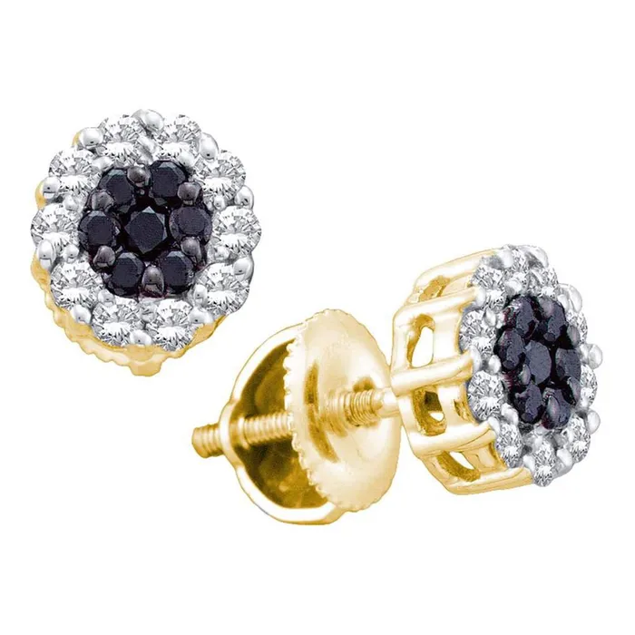 Earrings gndatlanta 14k Yellow Gold Round Black Diamond Cluster Earrings 12 Cttw Earrings gndatlanta 14k Yellow Gold Round Black Diamond Cluster Earrings 12 Cttw