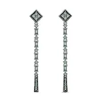 Earrings Goldia 05 CT TW Baguette and Round Diamond Linear Drop Earrings in Sterling Silver Earrings Goldia 05 CT TW Baguette and Round Diamond Linear Drop Earrings in Sterling Silver