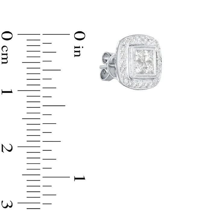 Earrings Goldia 063 CT TW PrincessCut Quad Diamond Cushion Frame Stud Earrings in 10K White Gold Earrings Goldia 063 CT TW PrincessCut Quad Diamond Cushion Frame Stud Earrings in 10K White Gold