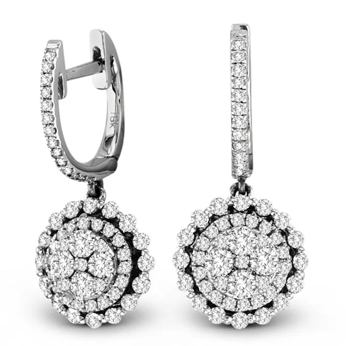 Earrings Goldia 117 CT TW Diamond Frame Cluster Drop Earrings in 18K White Gold GSI1 Earrings Goldia 117 CT TW Diamond Frame Cluster Drop Earrings in 18K White Gold GSI1