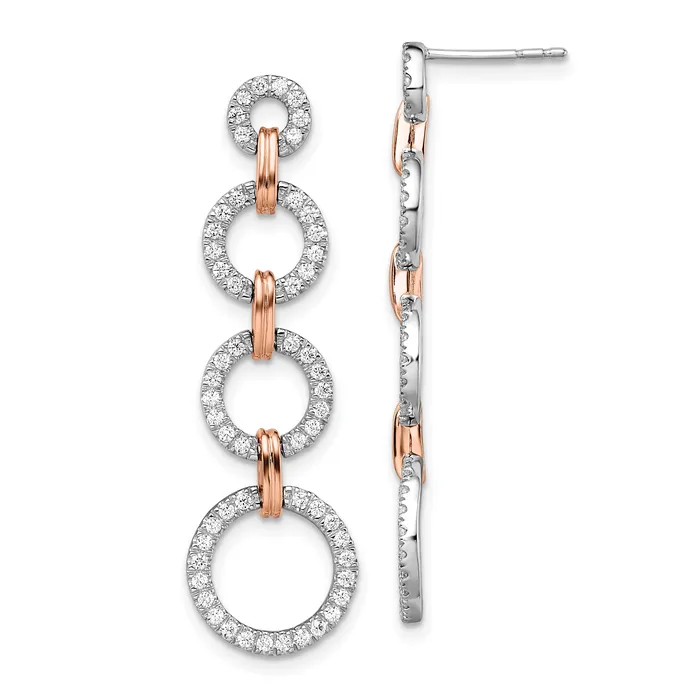 Earrings Goldia 14k TwoTone Rose and White Gold 58 Ct Lab Grown Diamond VSSI G Circle Post Dangle Earrings Earrings Goldia 14k TwoTone Rose and White Gold 58 Ct Lab Grown Diamond VSSI G Circle Post Dangle Earrings