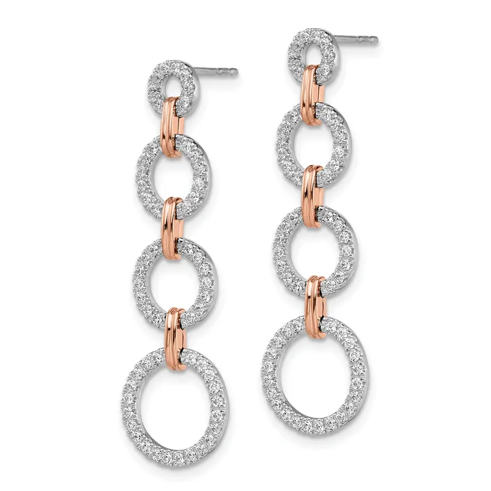 Earrings Goldia 14k TwoTone Rose and White Gold 58 Ct Lab Grown Diamond VSSI G Circle Post Dangle Earrings