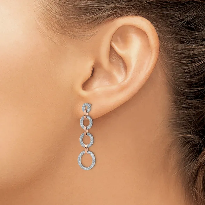 Earrings Goldia 14k TwoTone Rose and White Gold 58 Ct Lab Grown Diamond VSSI G Circle Post Dangle Earrings