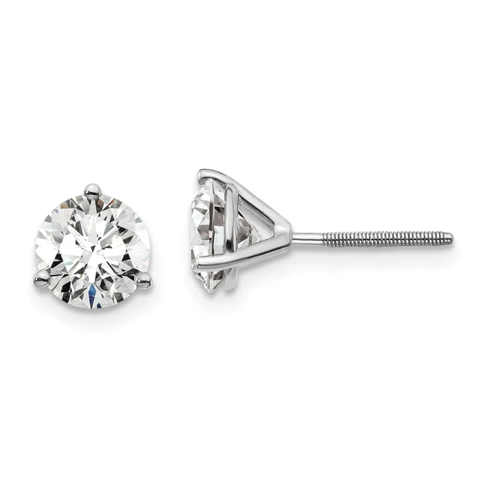 Earrings Goldia 14k White Gold 2 ctw Lab Grown Diamond VSSI G Round 3 Prong Heavy Wt Screwback Stud Earrings Earrings Goldia 14k White Gold 2 ctw Lab Grown Diamond VSSI G Round 3 Prong Heavy Wt Screwback Stud Earrings