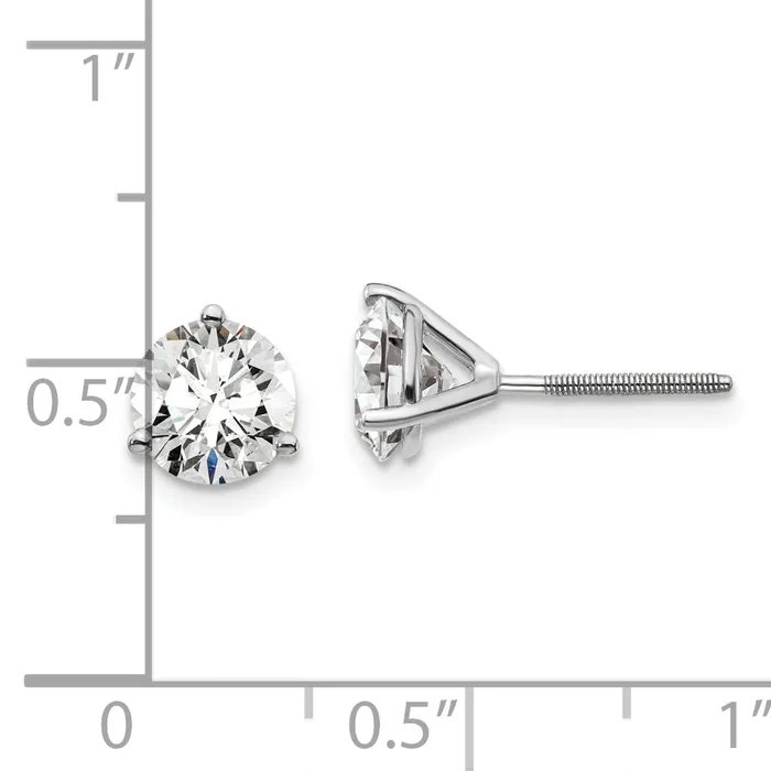 Earrings Goldia 14k White Gold 2 ctw Lab Grown Diamond VSSI G Round 3 Prong Heavy Wt Screwback Stud Earrings