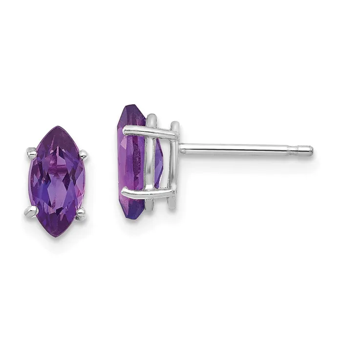Earrings Goldia 14k White Gold 8x4mm Amethyst Marquise Stud Earring
