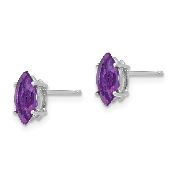 Earrings Goldia 14k White Gold 8x4mm Amethyst Marquise Stud Earring