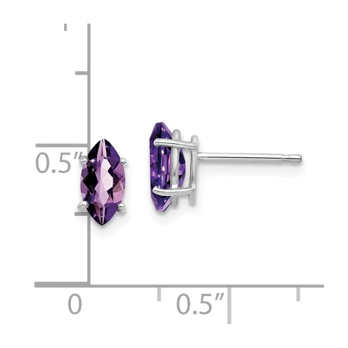 Earrings Goldia 14k White Gold 8x4mm Amethyst Marquise Stud Earring