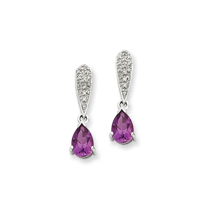 Earrings Goldia 14k White Gold Amethyst u0026 Real Diamond Dangle Post Earrings Earrings Goldia 14k White Gold Amethyst u0026 Real Diamond Dangle Post Earrings