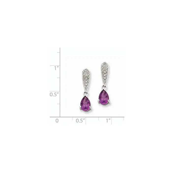 Earrings Goldia 14k White Gold Amethyst u0026 Real Diamond Dangle Post Earrings