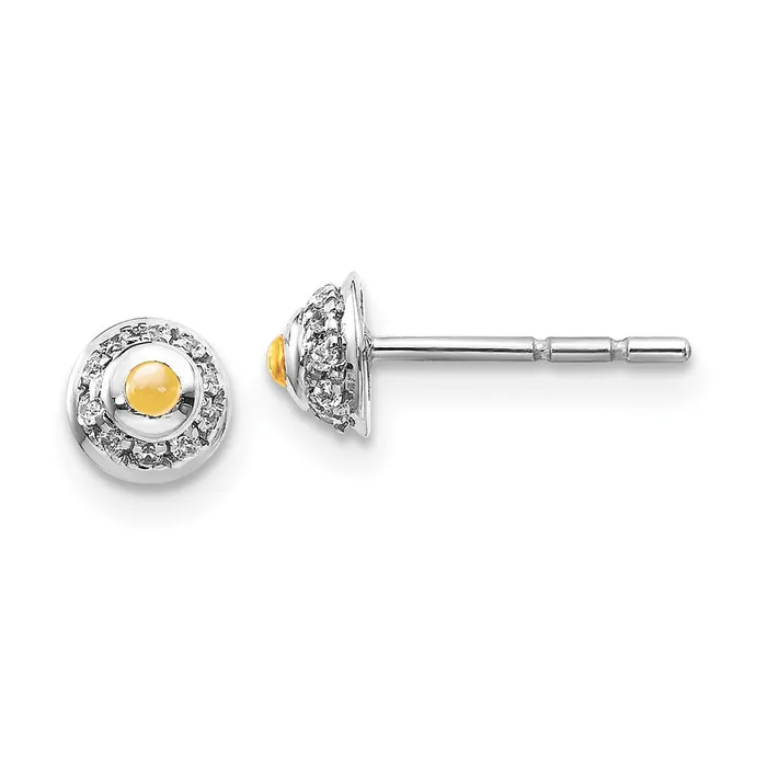 Earrings Goldia 14k White Gold Real Diamond and Cabochon Citrine Earrings Earrings Goldia 14k White Gold Real Diamond and Cabochon Citrine Earrings