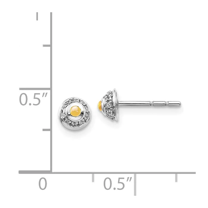 Earrings Goldia 14k White Gold Real Diamond and Cabochon Citrine Earrings