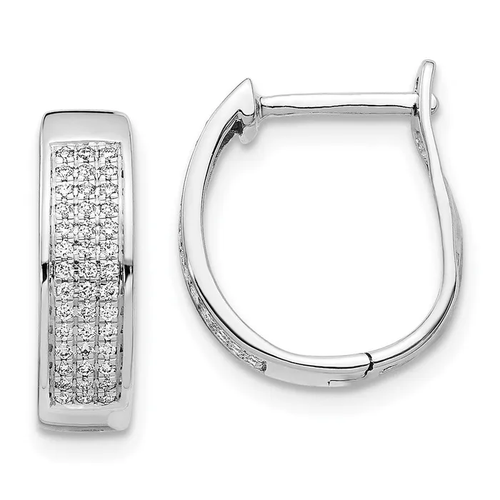 Earrings Goldia 14k White Gold Real Diamond Hinged Oval Hoop Earrings