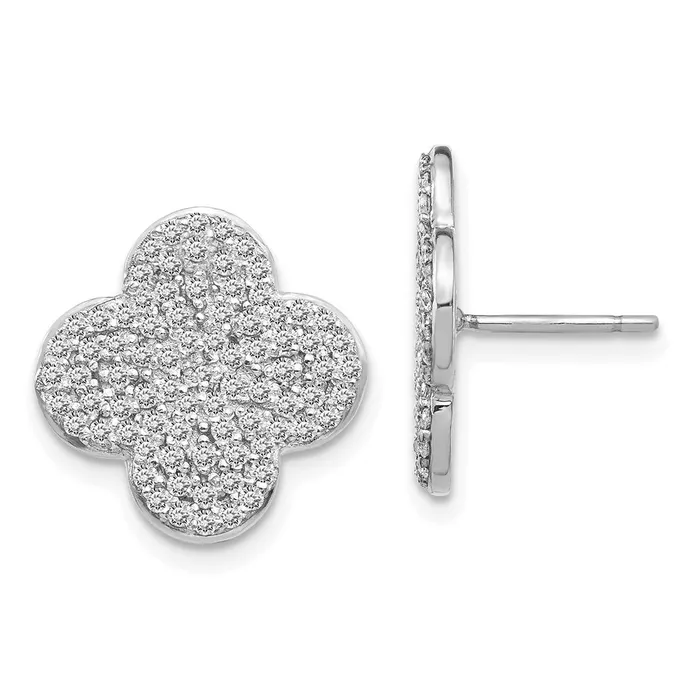 Earrings Goldia 14k White Gold Real Diamond Quatrefoil Design Post Earrings Earrings Goldia 14k White Gold Real Diamond Quatrefoil Design Post Earrings