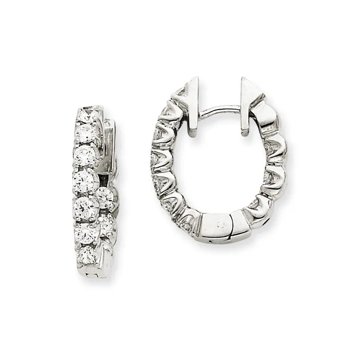 Earrings Goldia 14k White Gold VS Real Diamond Hinged Hoop Earrings