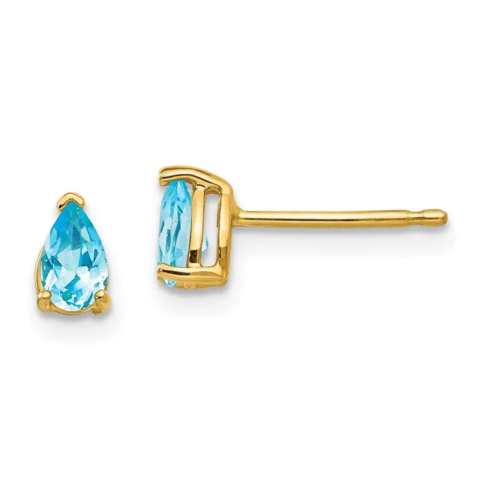 Earrings Goldia 14k Yellow Gold 5x3mm Pear Blue Topaz Earrings
