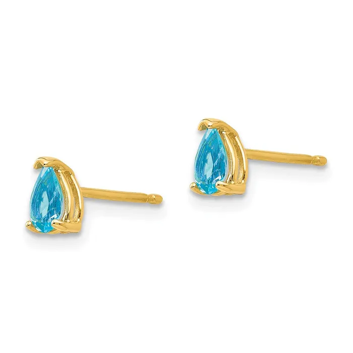 Earrings Goldia 14k Yellow Gold 5x3mm Pear Blue Topaz Earrings