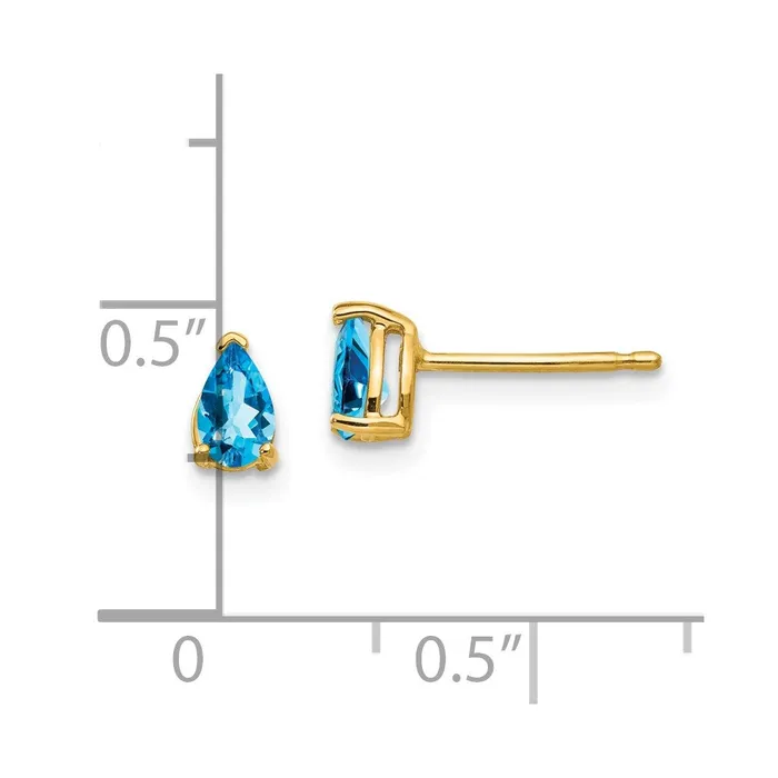 Earrings Goldia 14k Yellow Gold 5x3mm Pear Blue Topaz Earrings