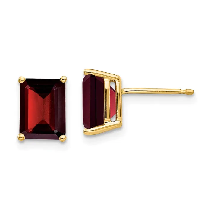 Earrings Goldia 14k Yellow Gold 8x6mm Garnet Earrings