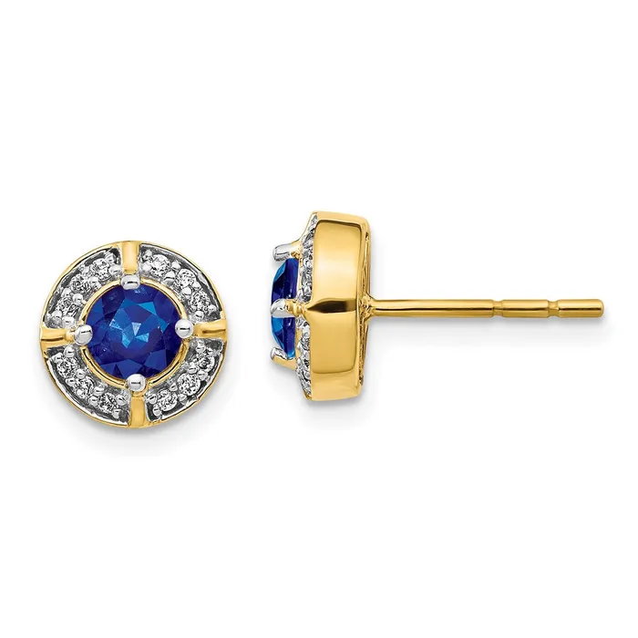 Earrings Goldia 14k Yellow Gold Real Diamond and Sapphire Fancy Halo Earrings Earrings Goldia 14k Yellow Gold Real Diamond and Sapphire Fancy Halo Earrings