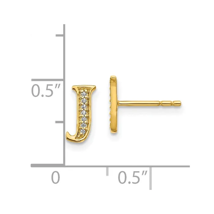 Earrings Goldia 14k Yellow Gold Real Diamond Initial J Earrings