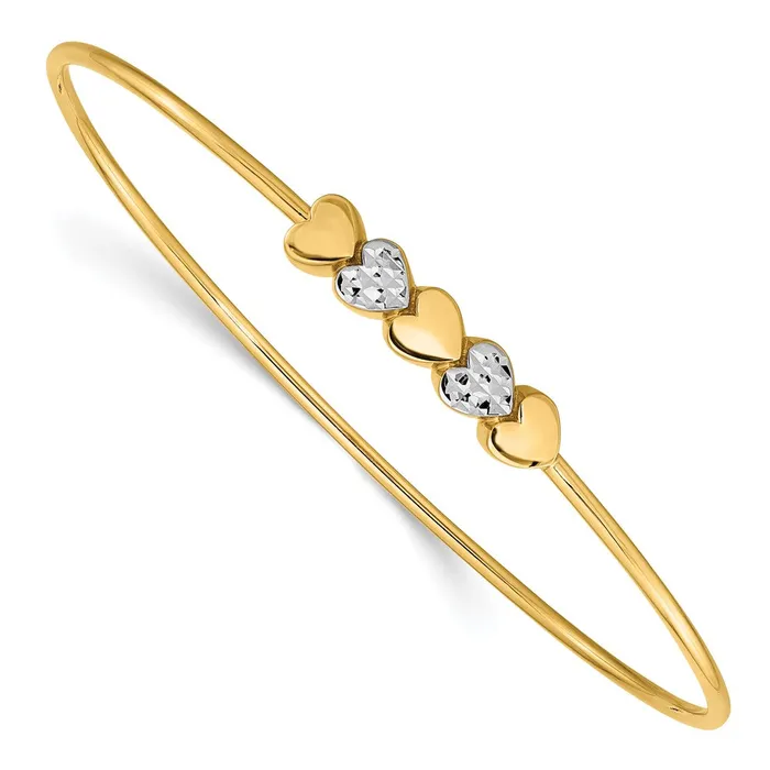 Earrings Goldia 14k Yellow Rhodium Gold White Rhodium Polished DC Hearts Slip On Bangle Earrings Goldia 14k Yellow Rhodium Gold White Rhodium Polished DC Hearts Slip On Bangle