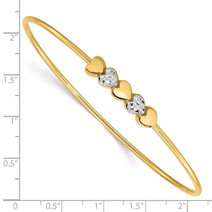 Earrings Goldia 14k Yellow Rhodium Gold White Rhodium Polished DC Hearts Slip On Bangle