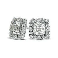 Earrings Goldia 50mm CushionCut LabCreated White Sapphire Frame Stud Earrings in Sterling Silver Earrings Goldia 50mm CushionCut LabCreated White Sapphire Frame Stud Earrings in Sterling Silver