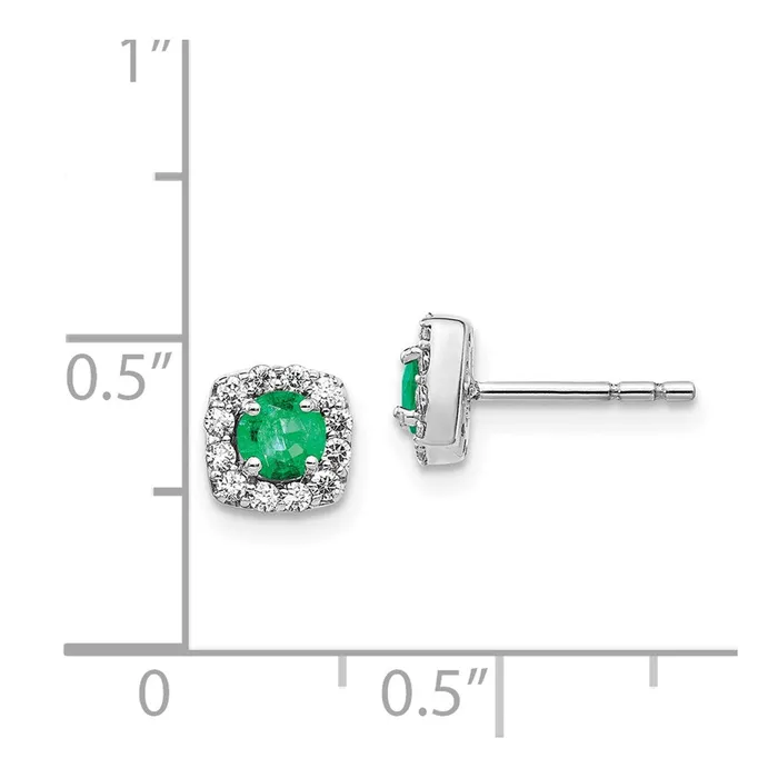 Earrings Goldia Solid 14k White Gold Simulated CZ and Emerald Square Halo Earrings Earrings Goldia Solid 14k White Gold Simulated CZ and Emerald Square Halo Earrings