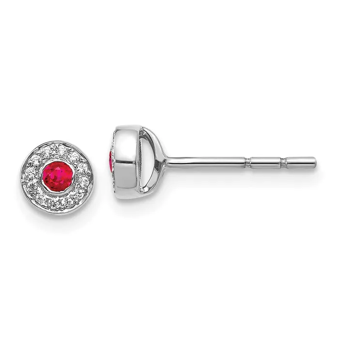 Earrings Goldia Solid 14k White Gold Simulated CZ and Ruby Halo Post Earrings Earrings Goldia Solid 14k White Gold Simulated CZ and Ruby Halo Post Earrings
