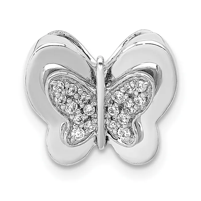 Earrings Goldia Solid 14k White Gold Simulated CZ Butterfly Chain Slide
