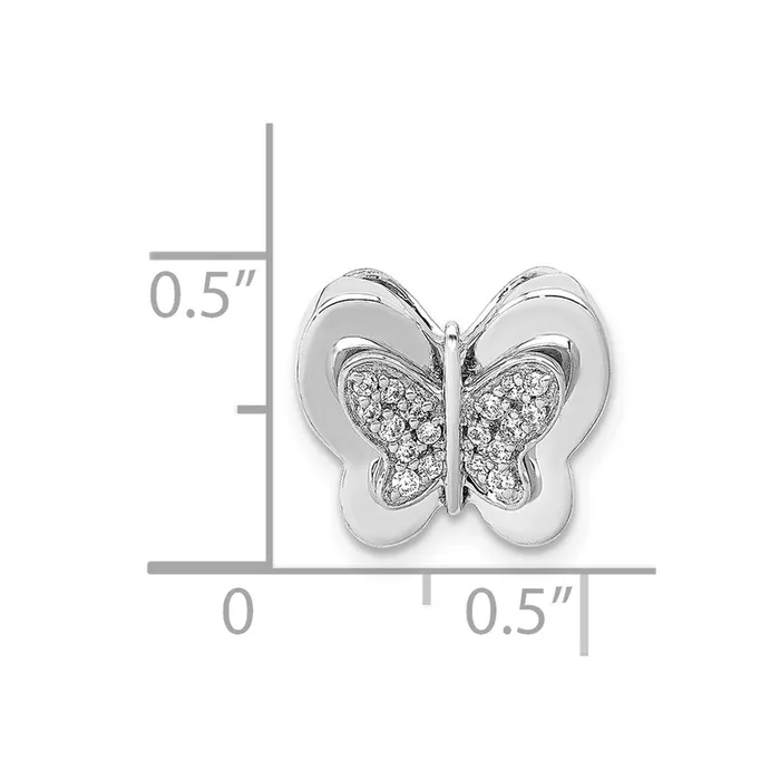 Earrings Goldia Solid 14k White Gold Simulated CZ Butterfly Chain Slide