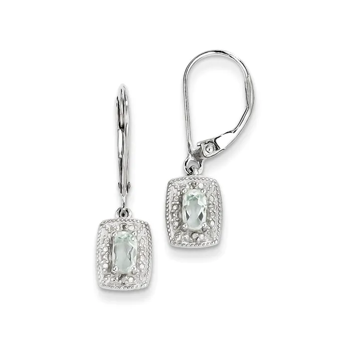 Earrings Goldia Sterling Silver Green Quartz Diamond Earrings