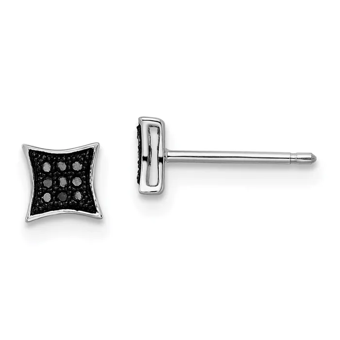 Earrings Goldia Sterling Silver Rhod Plated Black Diamond Earrings