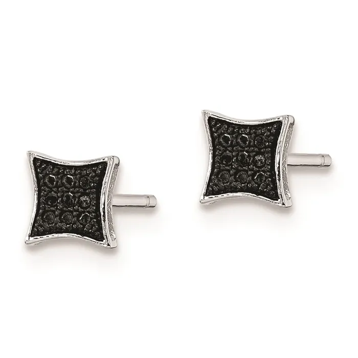 Earrings Goldia Sterling Silver Rhod Plated Black Diamond Earrings