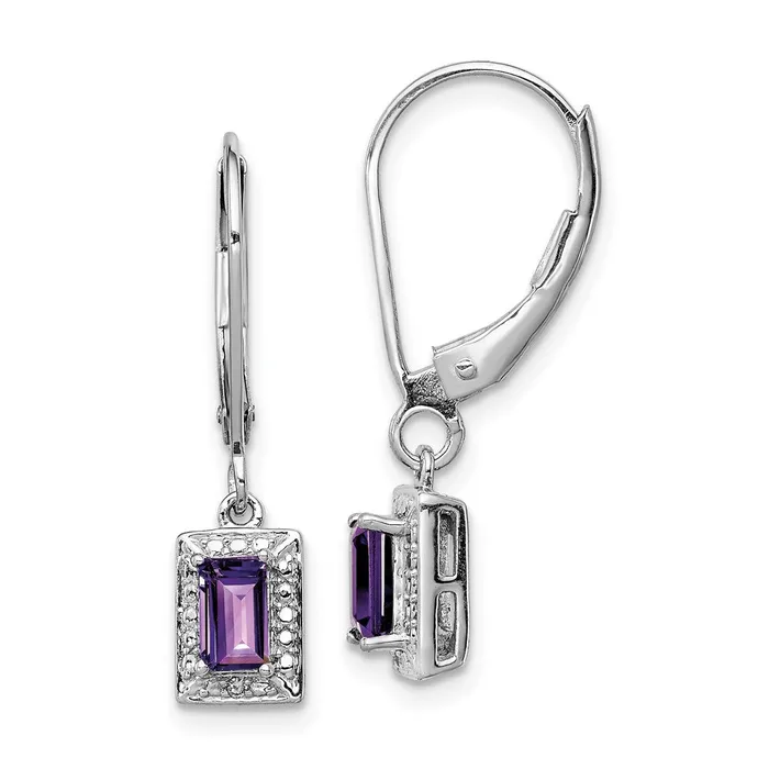 Earrings Goldia Sterling Silver Rhodiumplated Amethyst and Diamond Earrings