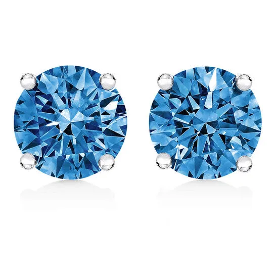 Earrings JMS always Original 14K White Gold 10 Cttw Round Brilliant Cut Lab Grown Blue Diamond 4Prong Classic Solitaire Stud Earrings Blue Color VVS2VS1 Clarity Earrings JMS always Original 14K White Gold 10 Cttw Round Brilliant Cut Lab Grown Blue Diamond 4Prong Classic Solitaire Stud Earrings Blue Color VVS2VS1 Clarity