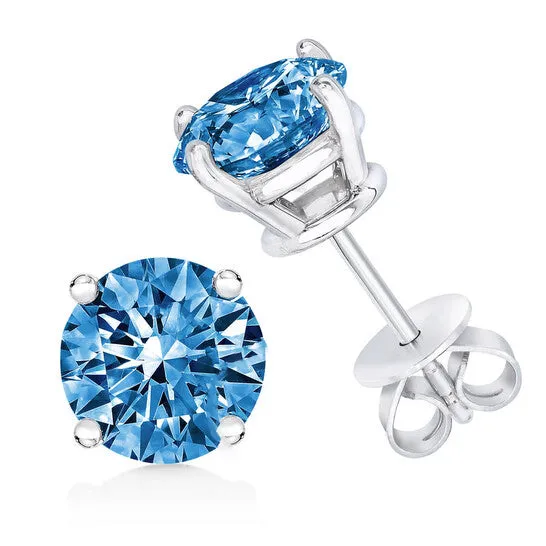 Earrings JMS always Original 14K White Gold 10 Cttw Round Brilliant Cut Lab Grown Blue Diamond 4Prong Classic Solitaire Stud Earrings Blue Color VVS2VS1 Clarity Earrings JMS always Original 14K White Gold 10 Cttw Round Brilliant Cut Lab Grown Blue Diamond 4Prong Classic Solitaire Stud Earrings Blue Color VVS2VS1 Clarity