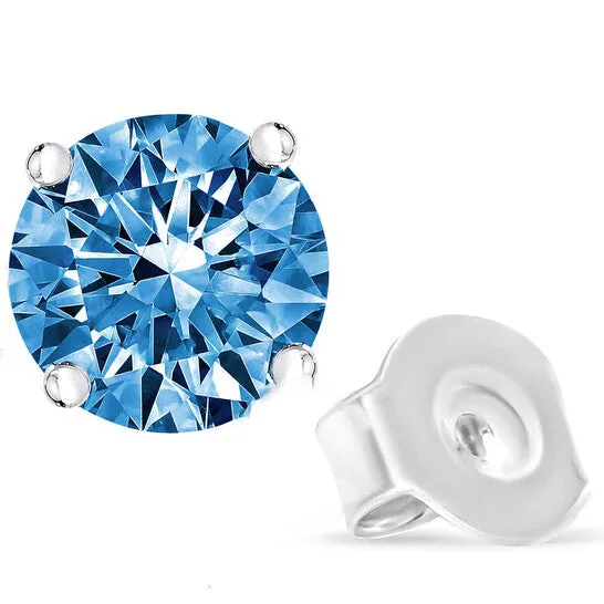 Earrings JMS always Original 14K White Gold 10 Cttw Round Brilliant Cut Lab Grown Blue Diamond 4Prong Classic Solitaire Stud Earrings Blue Color VVS2VS1 Clarity Earrings JMS always Original 14K White Gold 10 Cttw Round Brilliant Cut Lab Grown Blue Diamond 4Prong Classic Solitaire Stud Earrings Blue Color VVS2VS1 Clarity