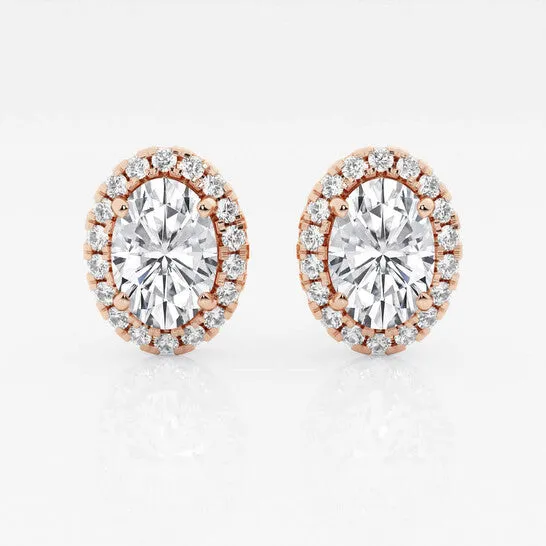 Earrings JMS always Original Brilliant Diamond 14KT Rose Gold 3 12 cttw OvalCut Lab Grown Diamond Halo Stud Earrings for Women FGVSSI GSI Earrings JMS always Original Brilliant Diamond 14KT Rose Gold 3 12 cttw OvalCut Lab Grown Diamond Halo Stud Earrings for Women FGVSSI GSI