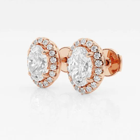 Earrings JMS always Original Brilliant Diamond 14KT Rose Gold 3 12 cttw OvalCut Lab Grown Diamond Halo Stud Earrings for Women FGVSSI GSI Earrings JMS always Original Brilliant Diamond 14KT Rose Gold 3 12 cttw OvalCut Lab Grown Diamond Halo Stud Earrings for Women FGVSSI GSI